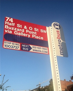 74 Metrobus stop sign